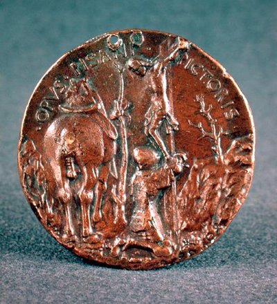 Medal (reverse) of Sigismondo Pandolfo Malatesta, depicting the crucifixion, 1446 by Matteo di Andrea de Pasti